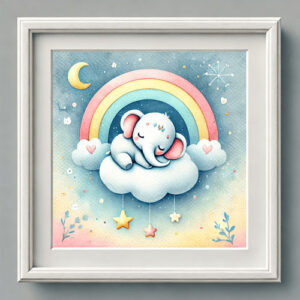 Bebek ve çocuk odasında kullanılan duvar sanatı örnekleri, kanvas tablolar, duvar kağıtları ve dekoratif duvar örtüleri.