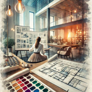 Bir mimari projenin 3D modellemesi ve dijital görselleştirme sürecini gösteren modern mimari tasarım görseli